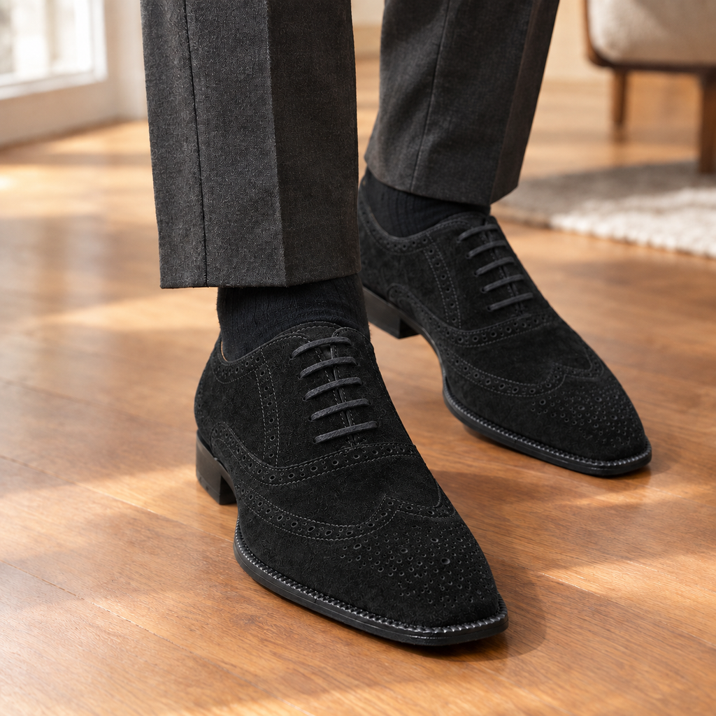 Rossetti Suede Brogues - Black