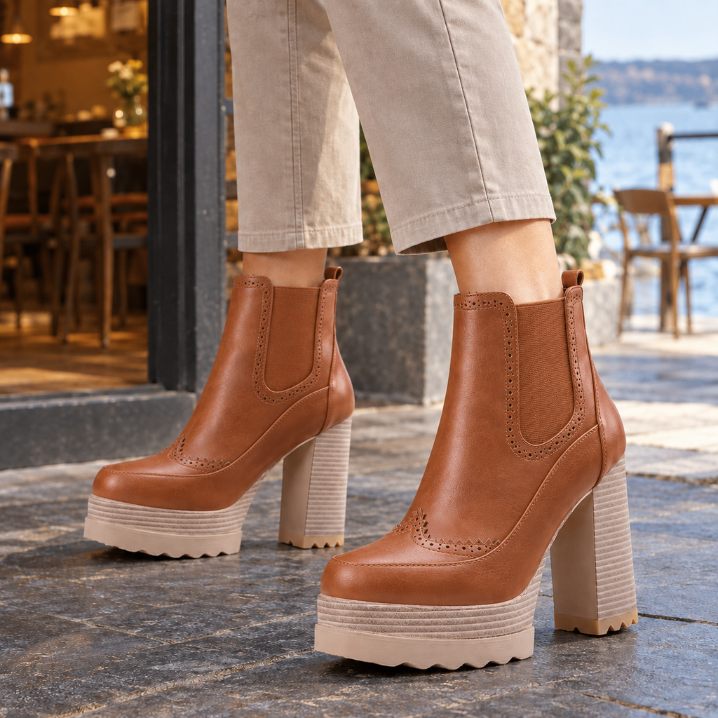 Amadori Platform Boots - Tan