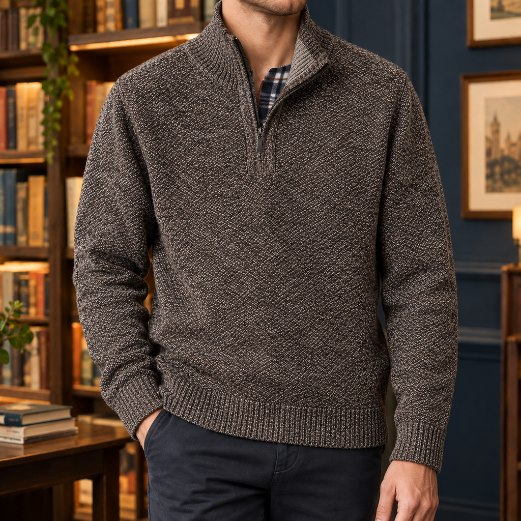 Donatien Quarter Zip Sweater - Brown