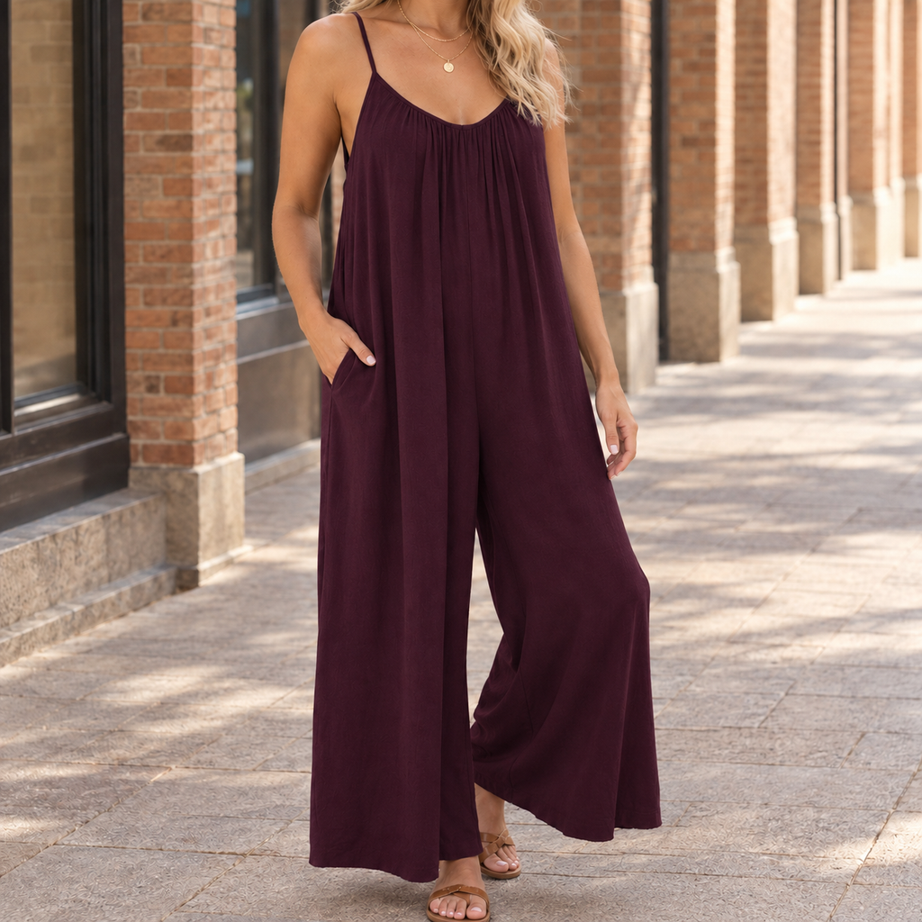 April Relaxed Jumpsuit - Burgundy