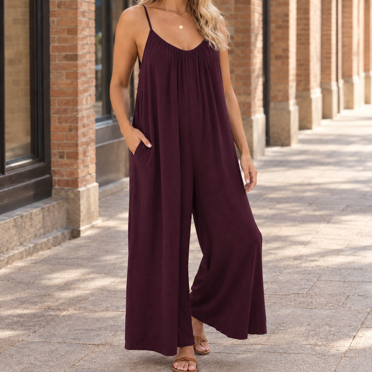 April Relaxed Jumpsuit - Burgundy