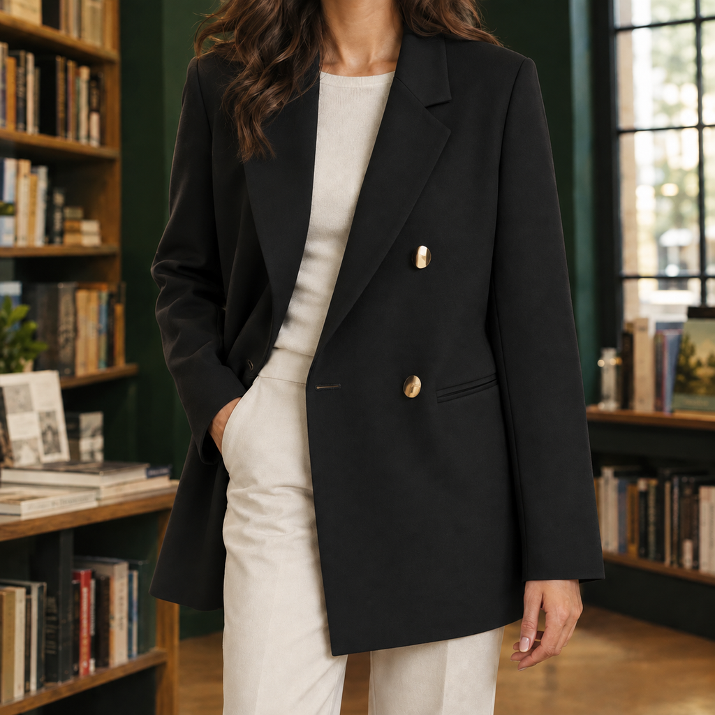 Marcella Notch Lapel Blazer - Black