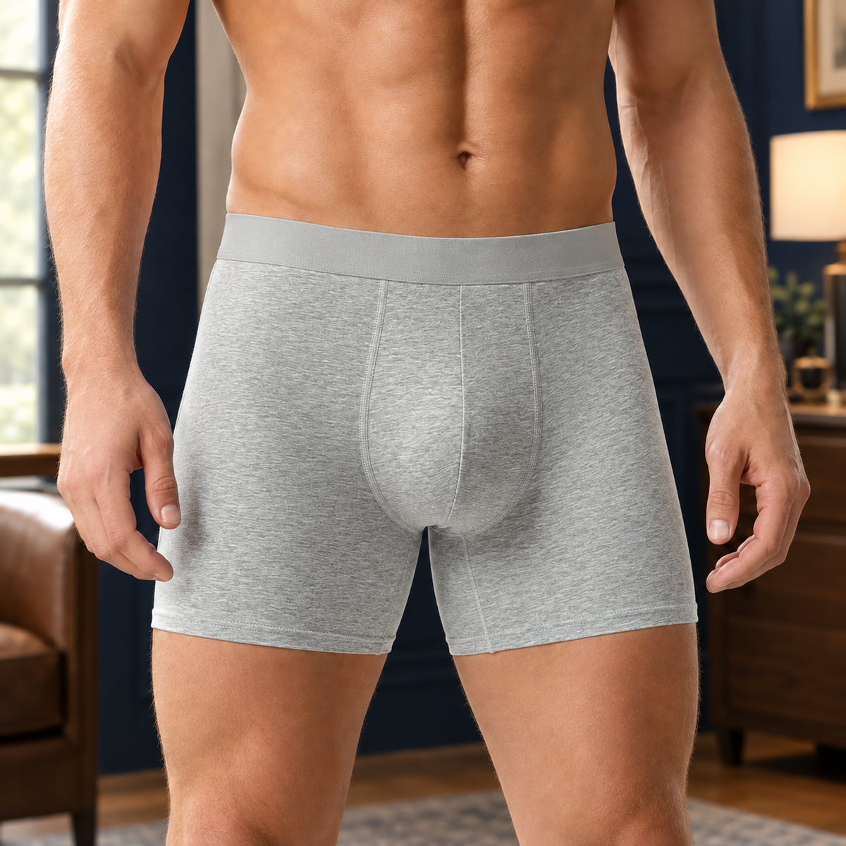Alphonse Cotton Boxer Briefs - Light Gray