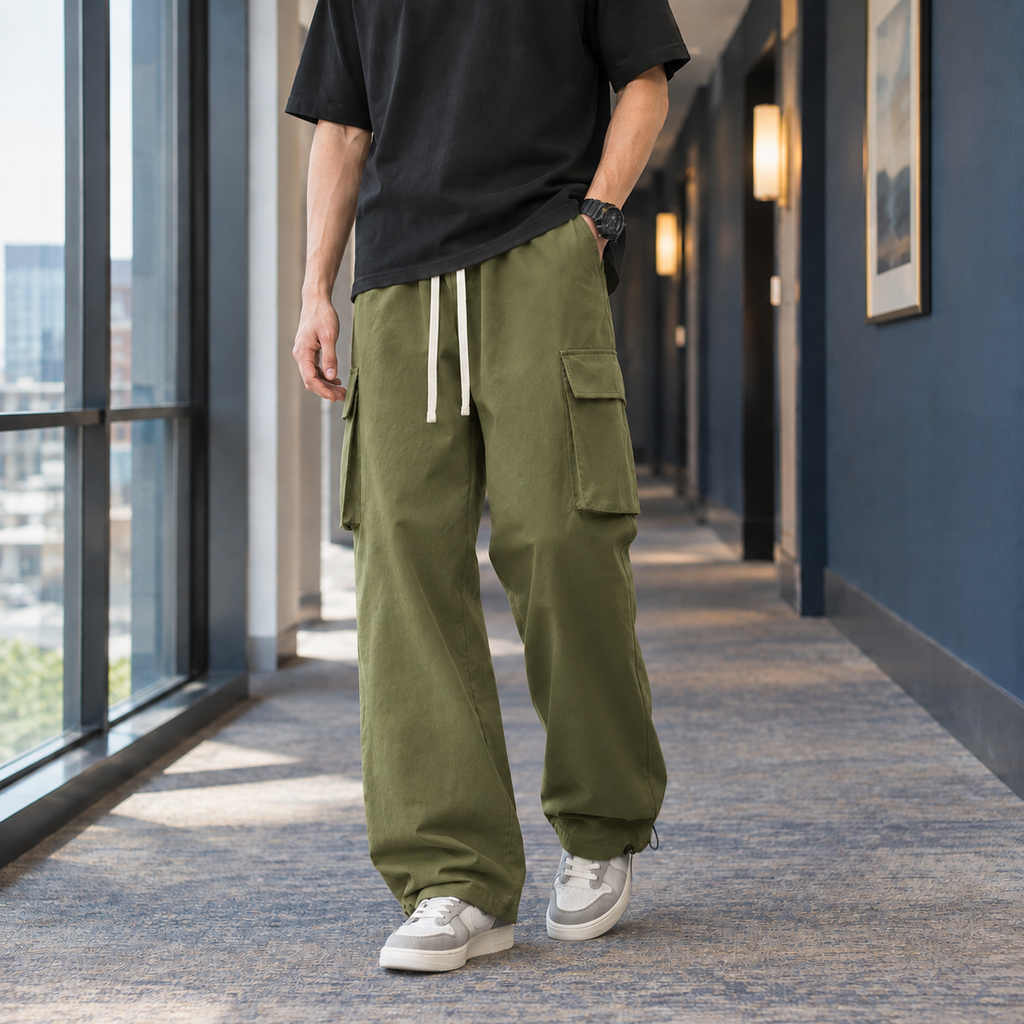 Everard Relaxed Cargo Pants - Olive Green
