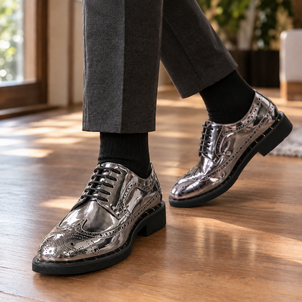 Castellano Brogue Derbies - Gray