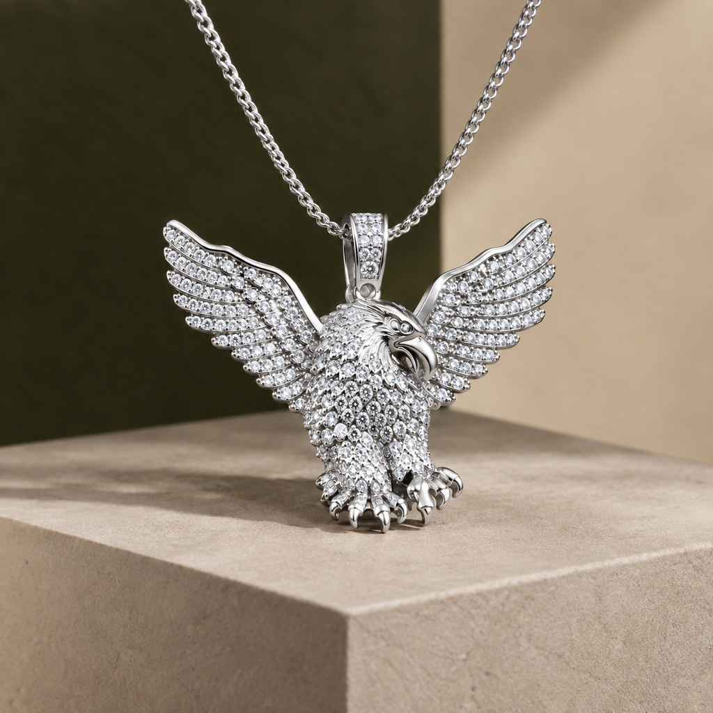 Wilton Crystal Eagle Necklace - Silver