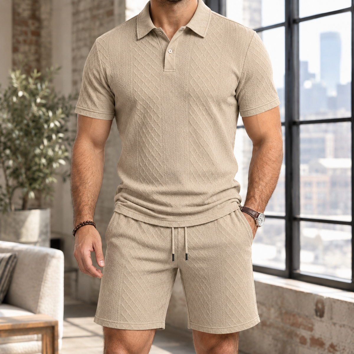 Harvey Jacquard Set - Khaki