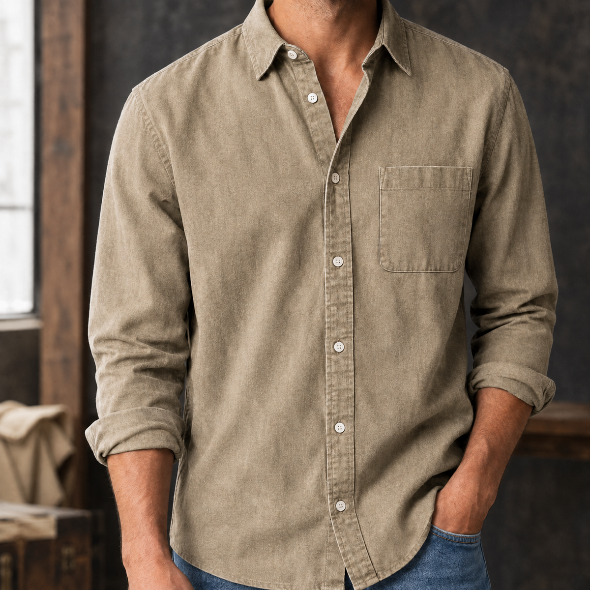 Audric Relaxed Shirt - Khaki