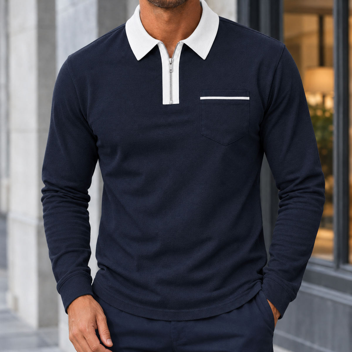 George Zip Polo - Navy