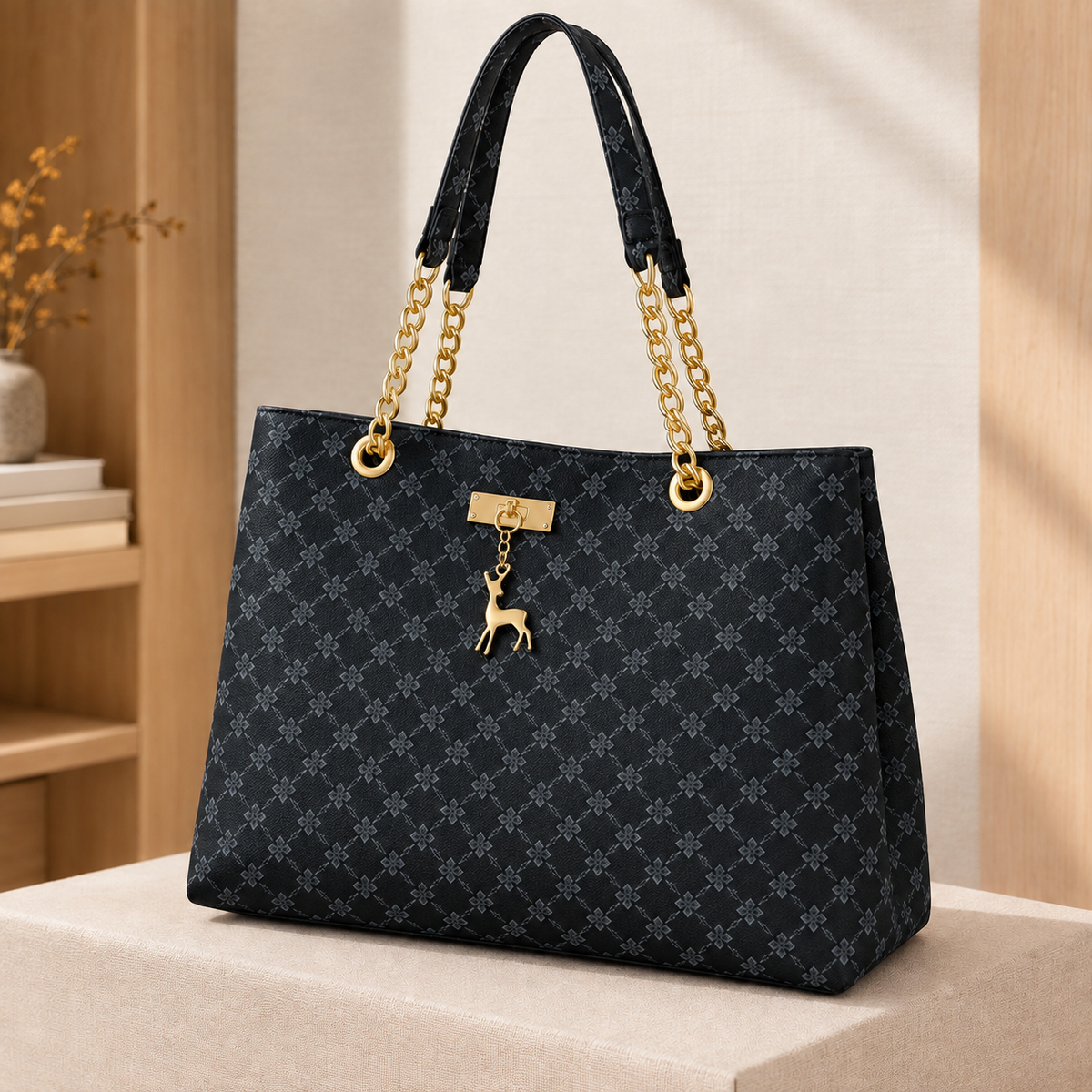 Bembo Chain Tote - Black
