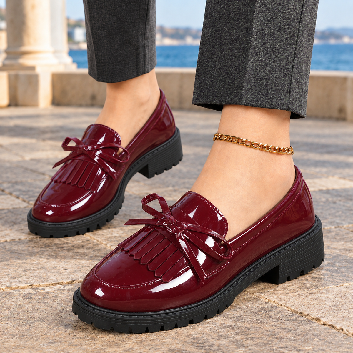 Bonacossa Patent Loafers - Burgundy