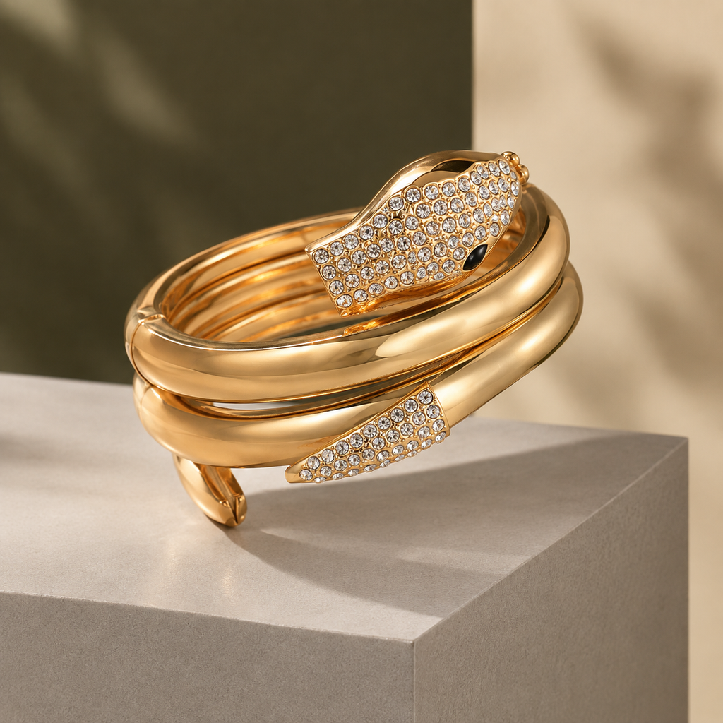 Corbin Crystal Snake Bracelet - Gold