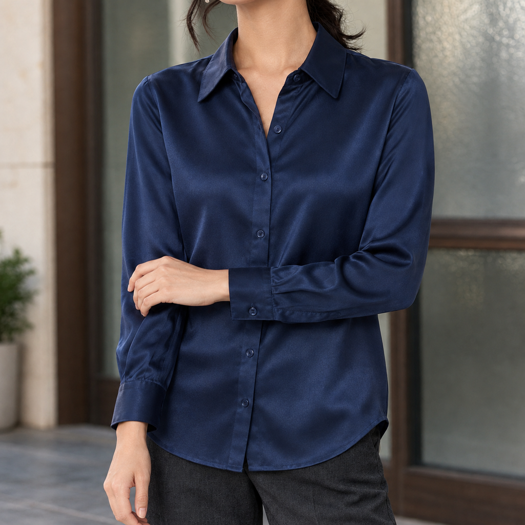 Pomeline Silk Blouse - Navy