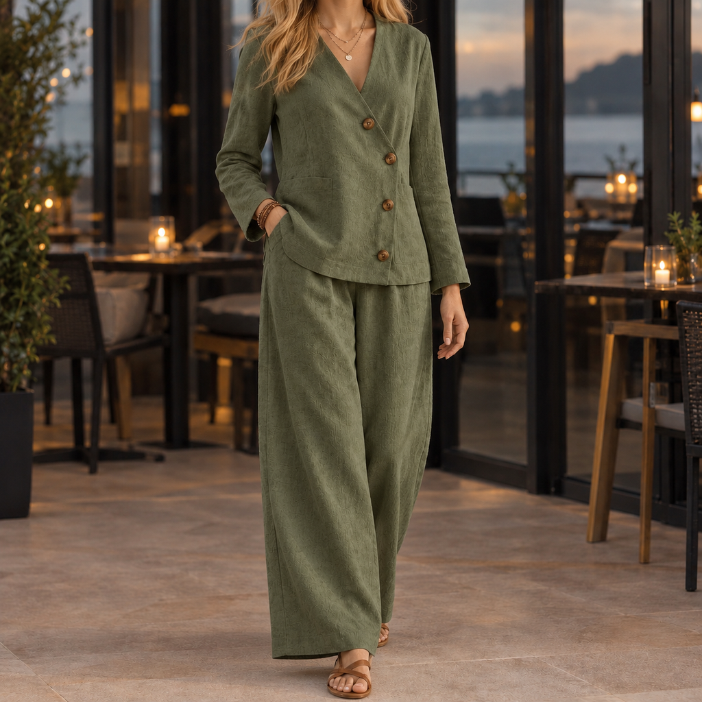 Celine Wide-Leg Set - Olive Green