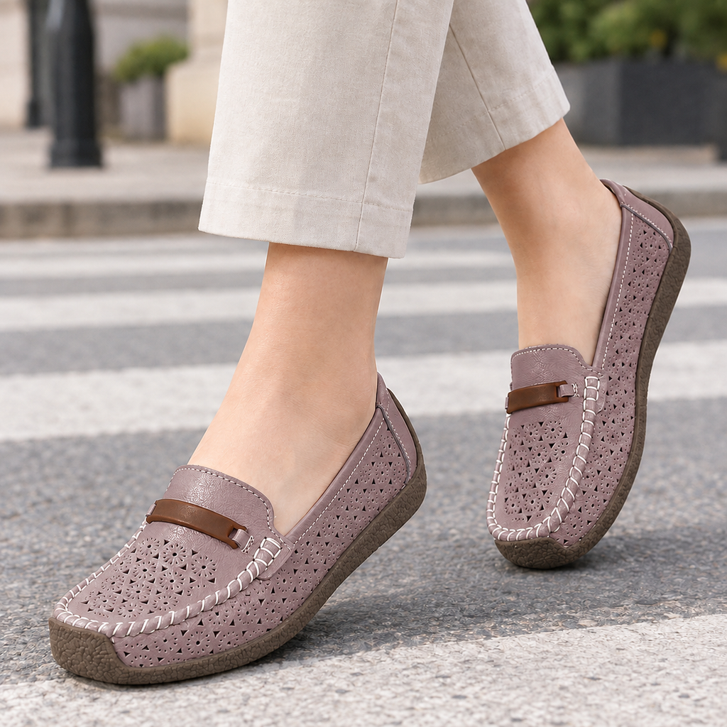 Serrano Perforated Loafers - Dusky Pink 2