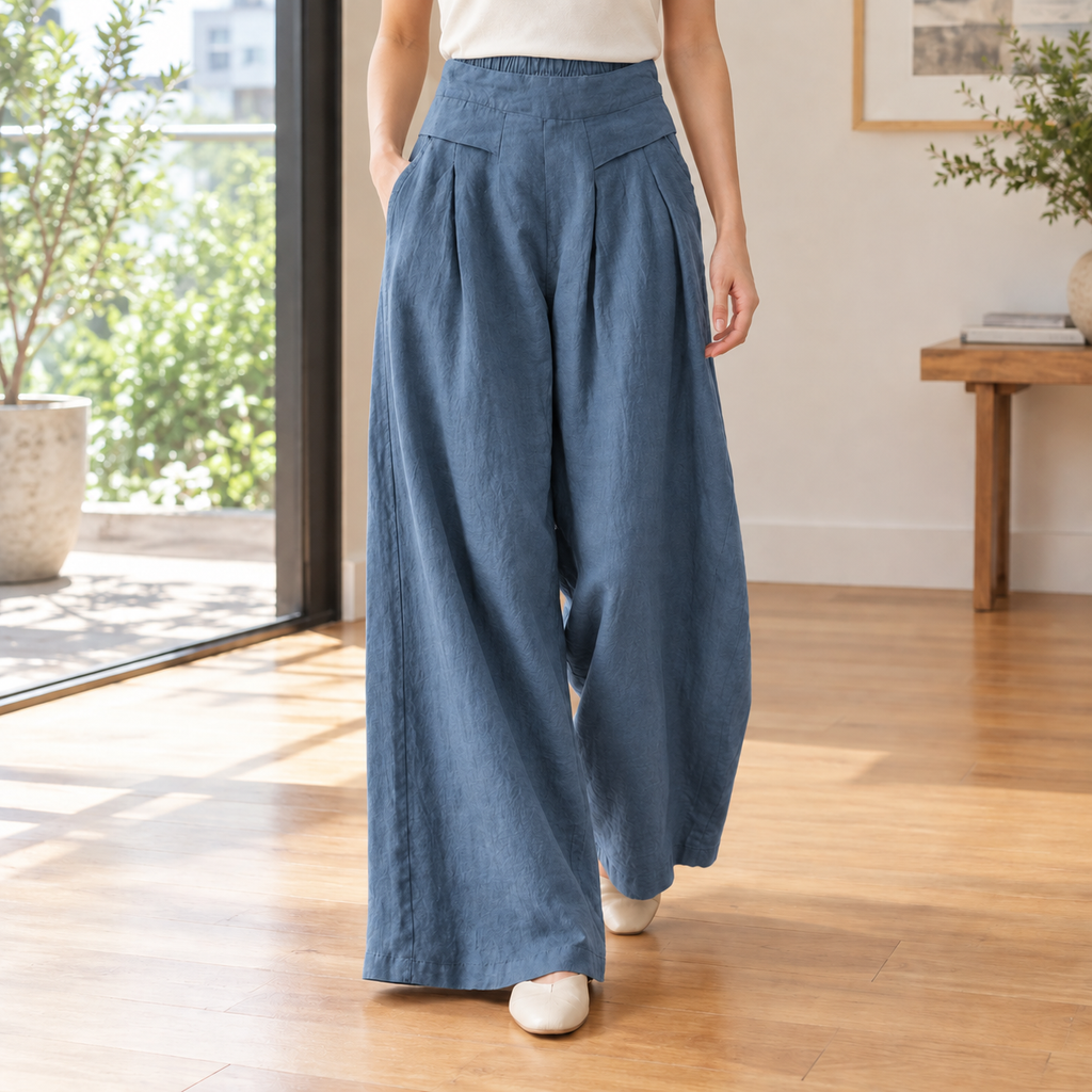 Lisandra Wide Leg Pants - Slate Blue