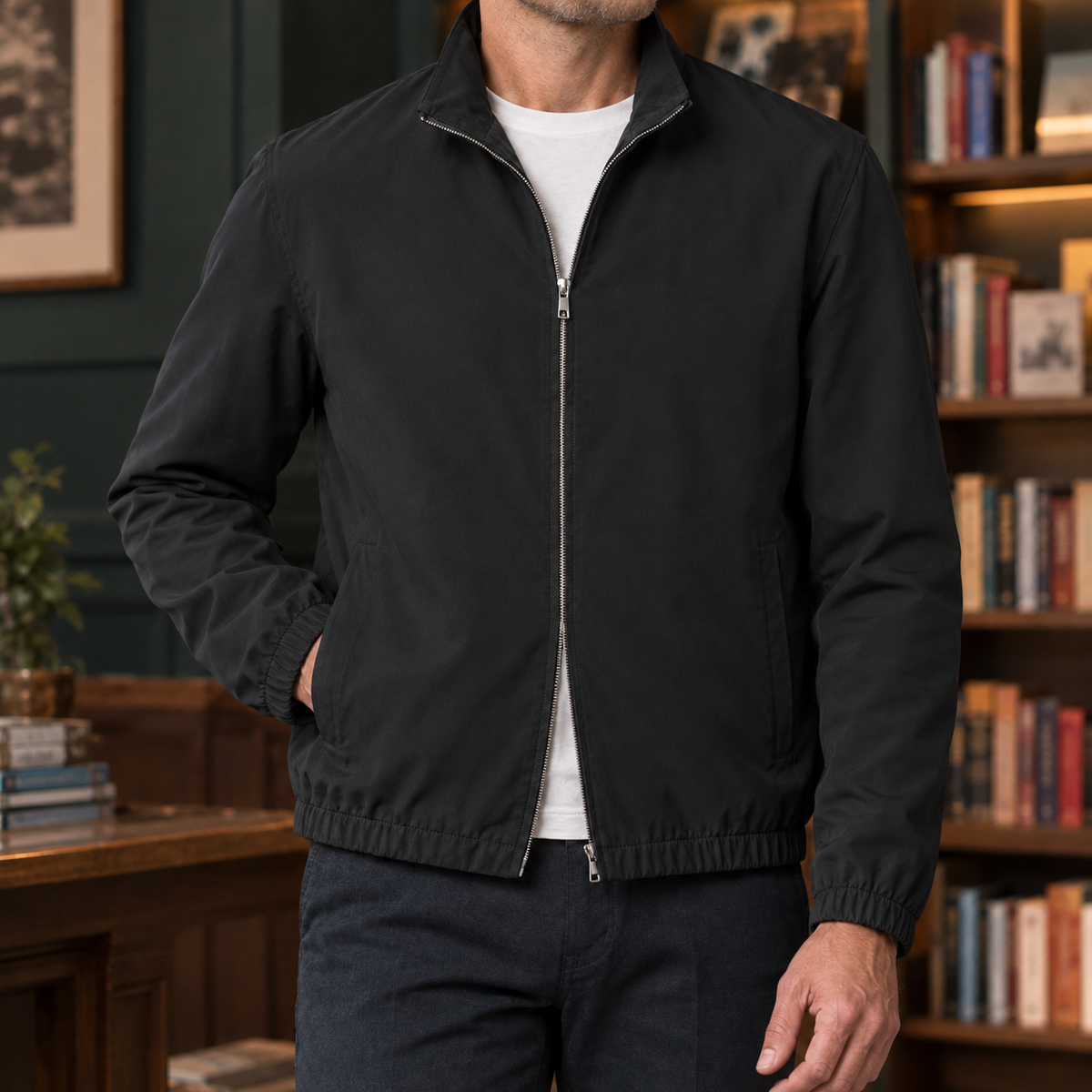 Harlan Stand Collar Jacket - Black