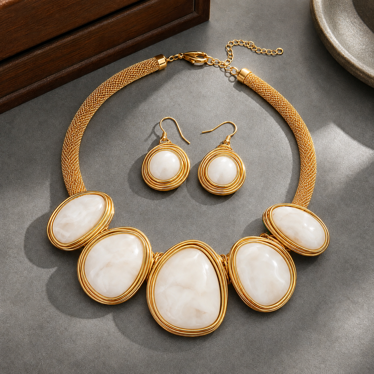 Fabiani Statement Jewelry Set - White