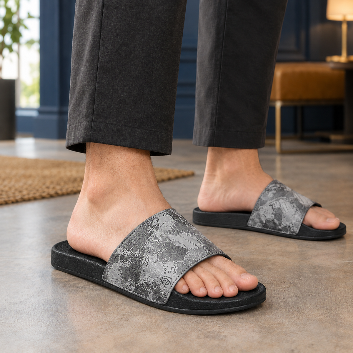 Spinelli Printed Slides - Silver Gray