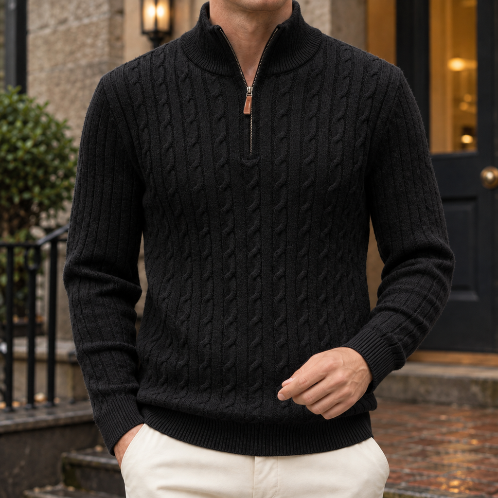 Laurent Cable Knit Sweater - Black