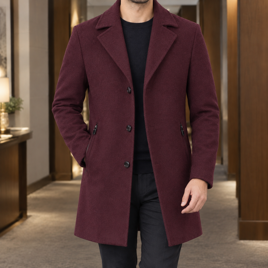 Aaron Tailored Coat - Burgundy