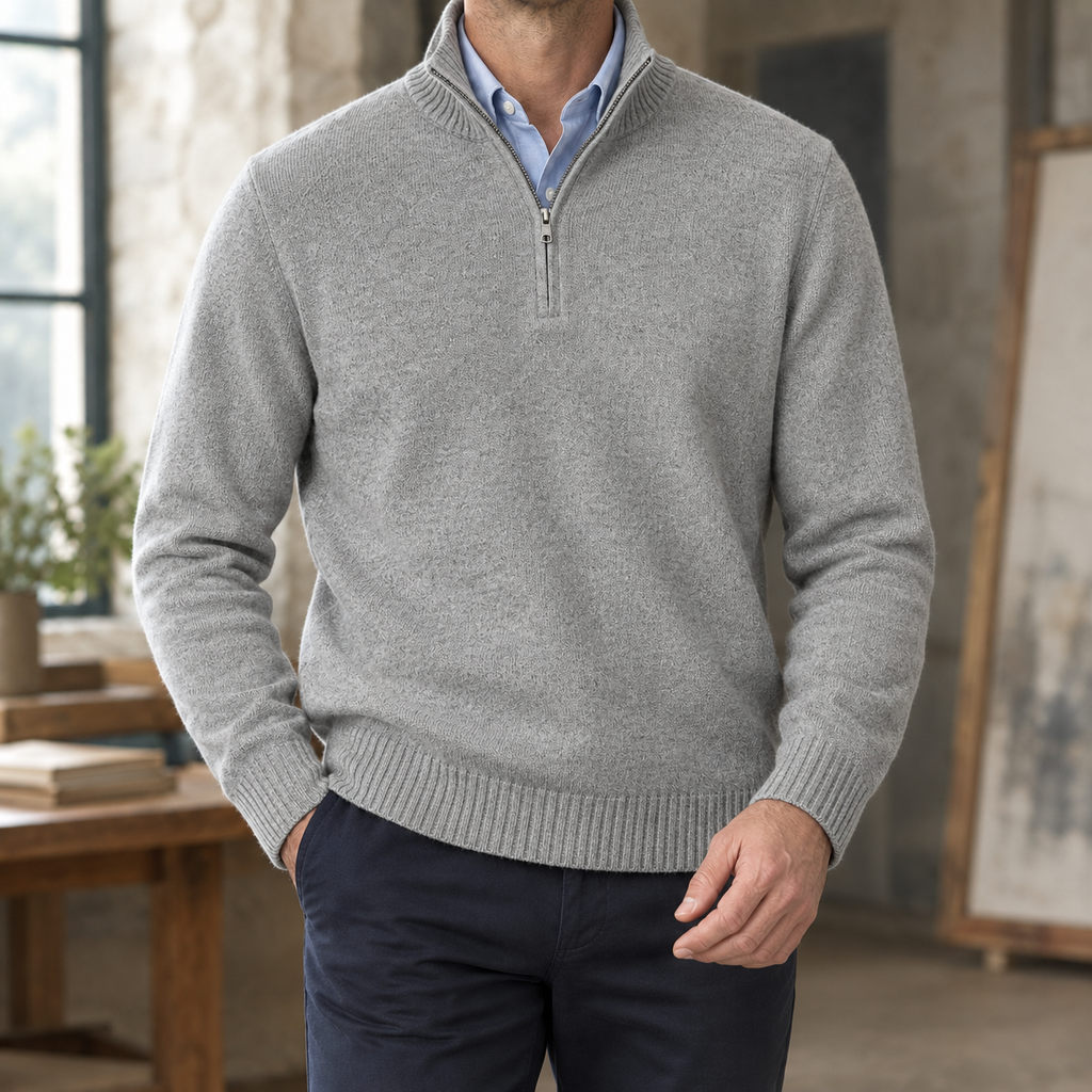 Lucian Half Zip Sweater - Gray