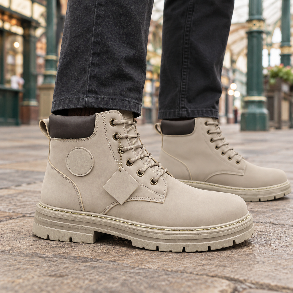 Borghese Lace-Up Boots - Stone