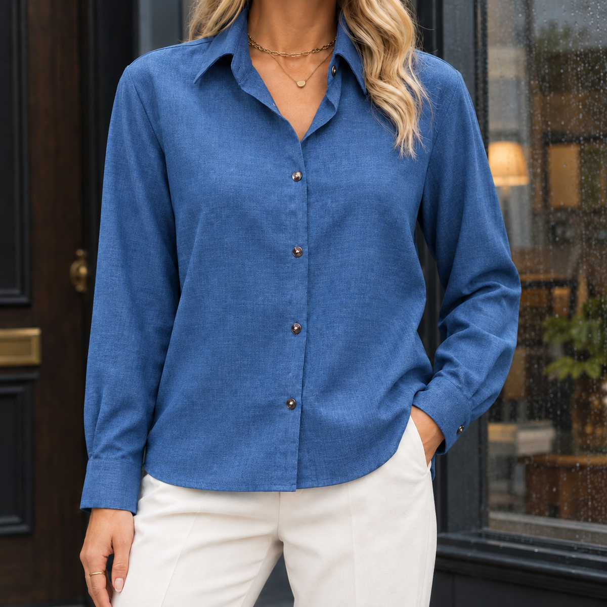 Soledad Point Collar Shirt - Denim Blue 2