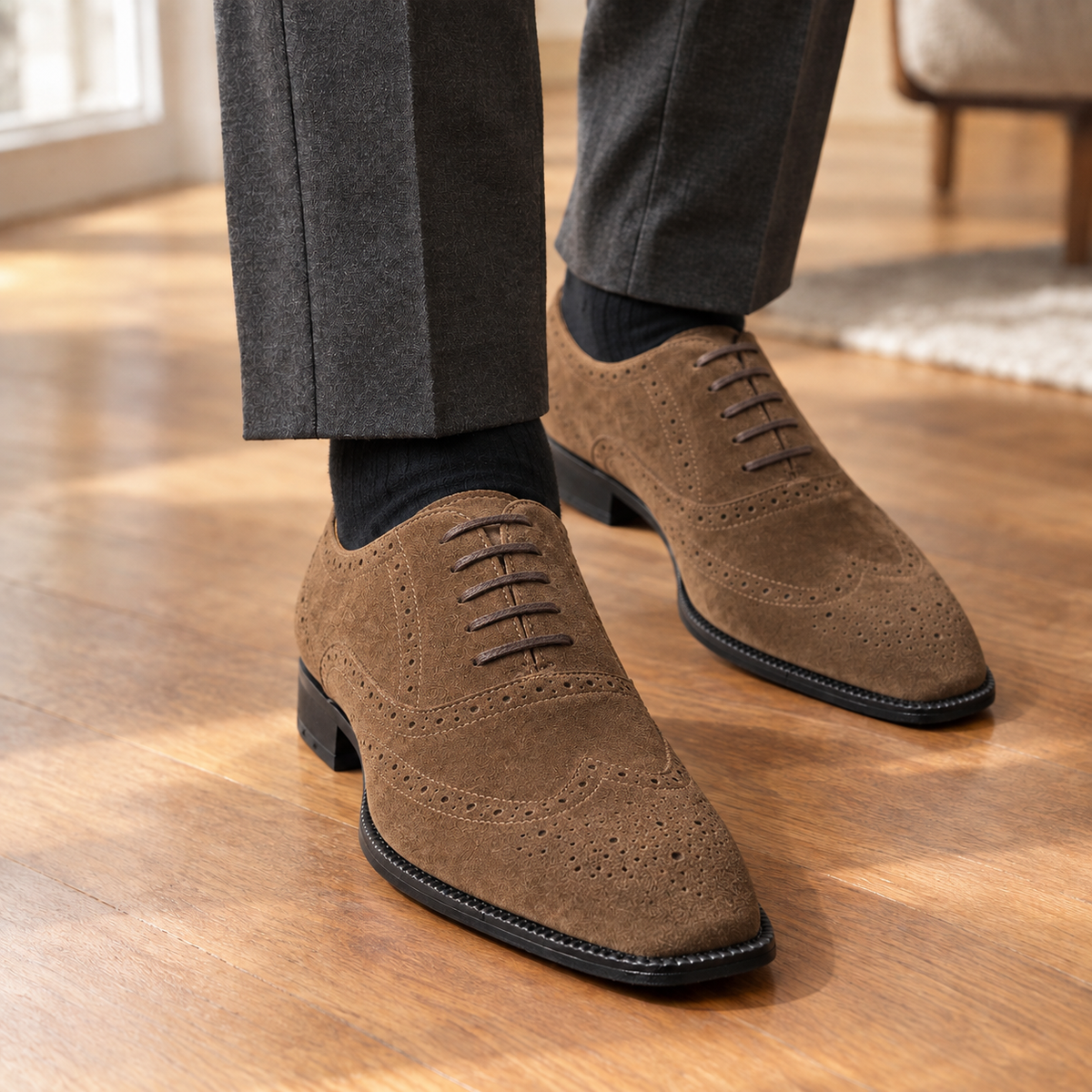 Rossetti Suede Brogues - Brown
