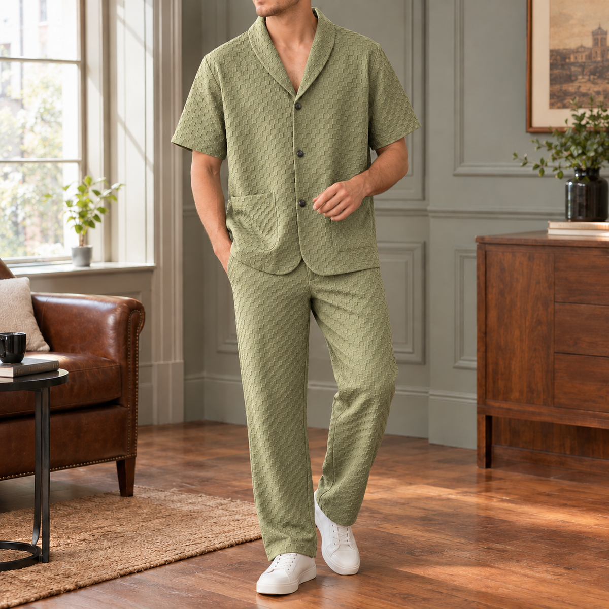 Caius Textured Set - Army Green