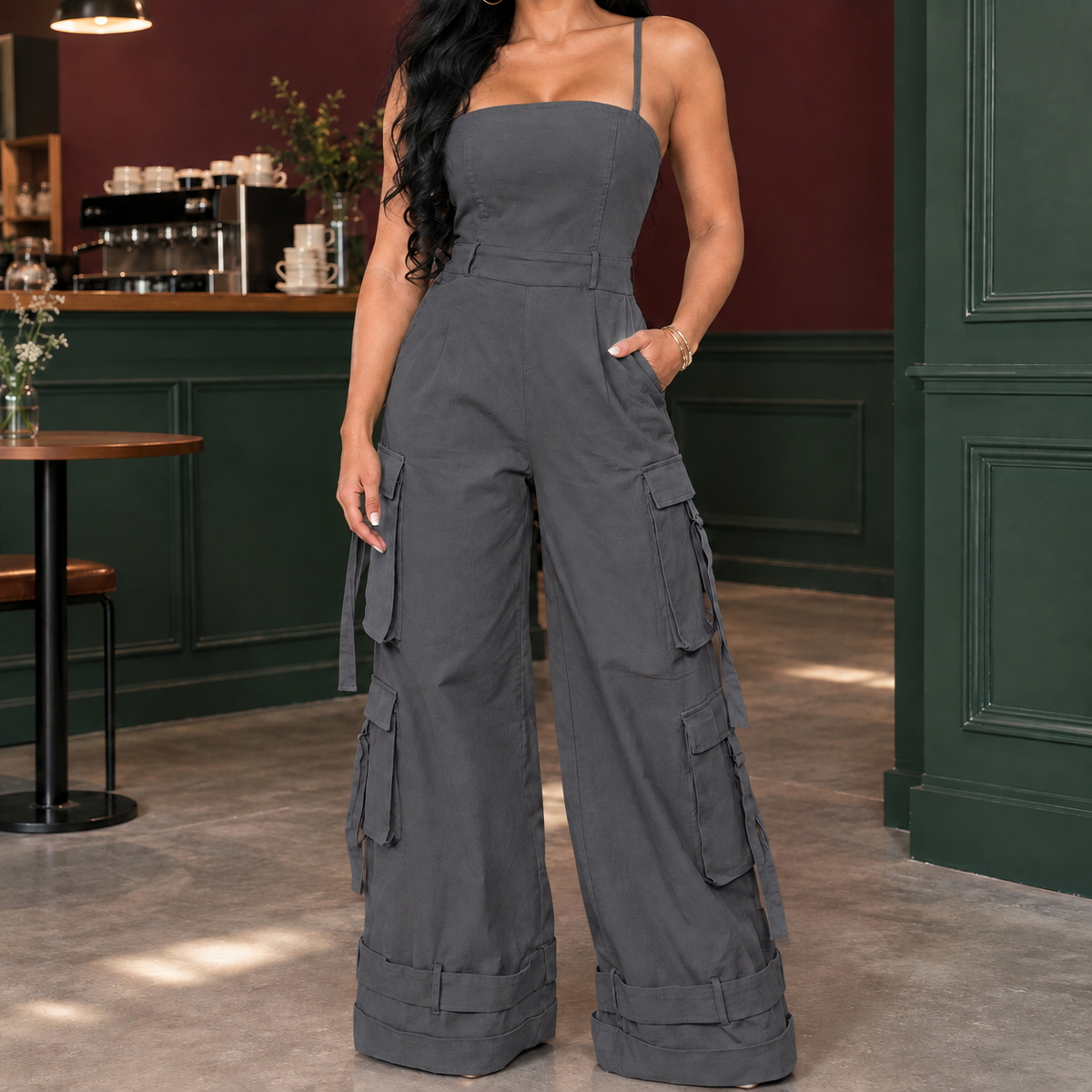 Arletta Wide Leg Jumpsuit - Gray