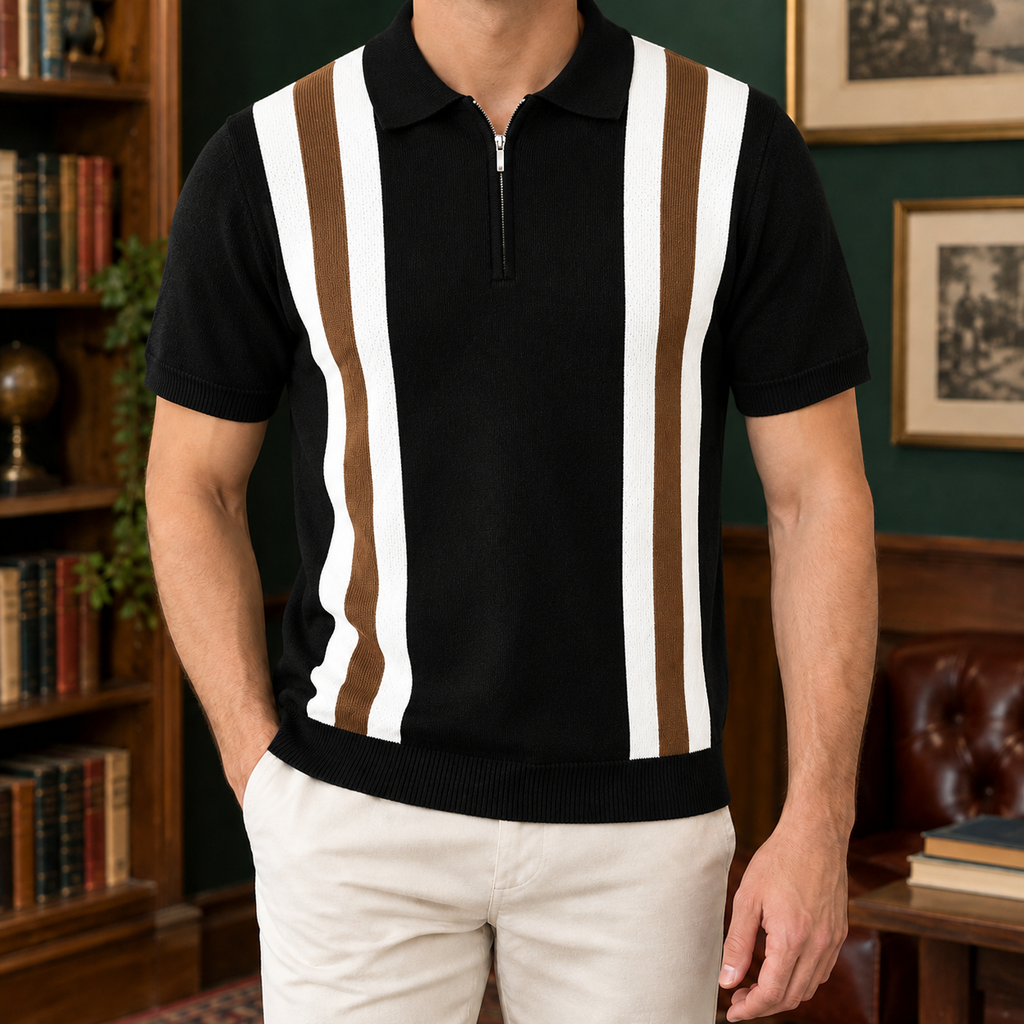 Montgomery Quarter Zip Polo - Black