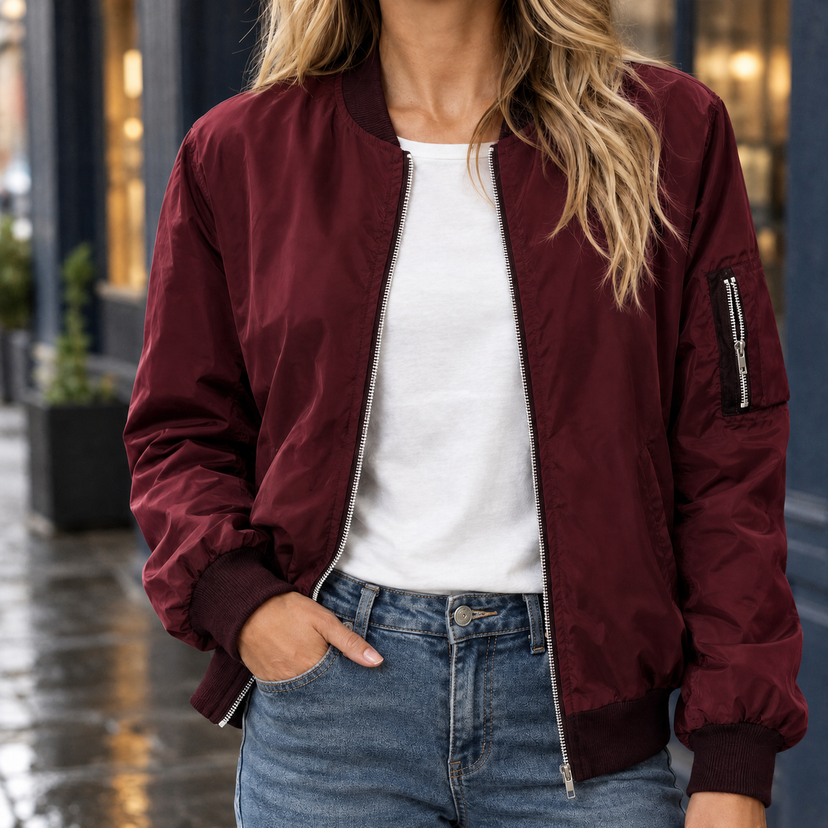 Odette Bomber Jacket - Burgundy