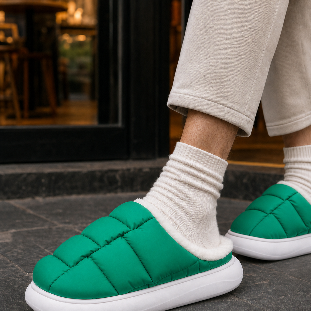 Dalmasso Quilted Slippers - Green