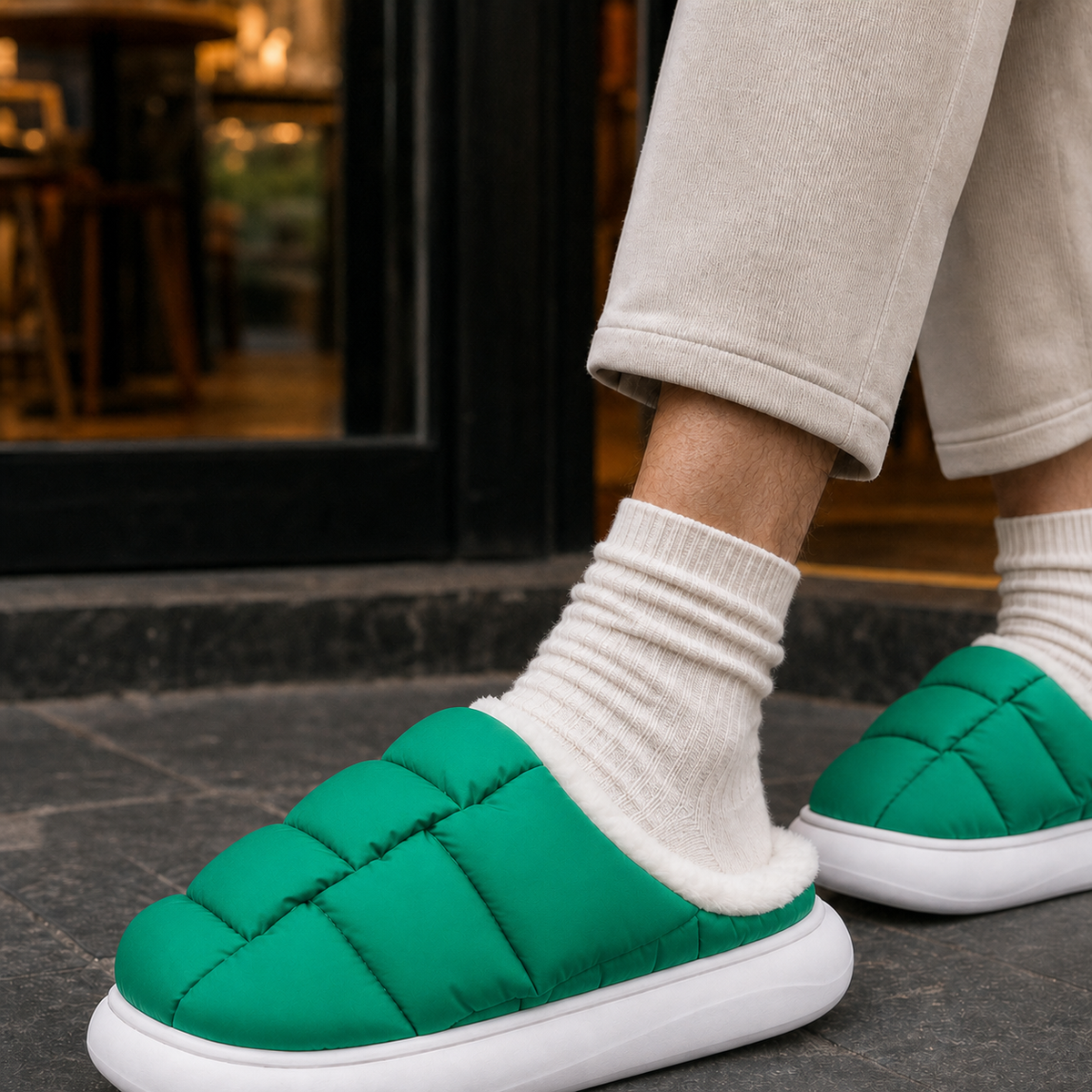 Dalmasso Quilted Slippers - Green