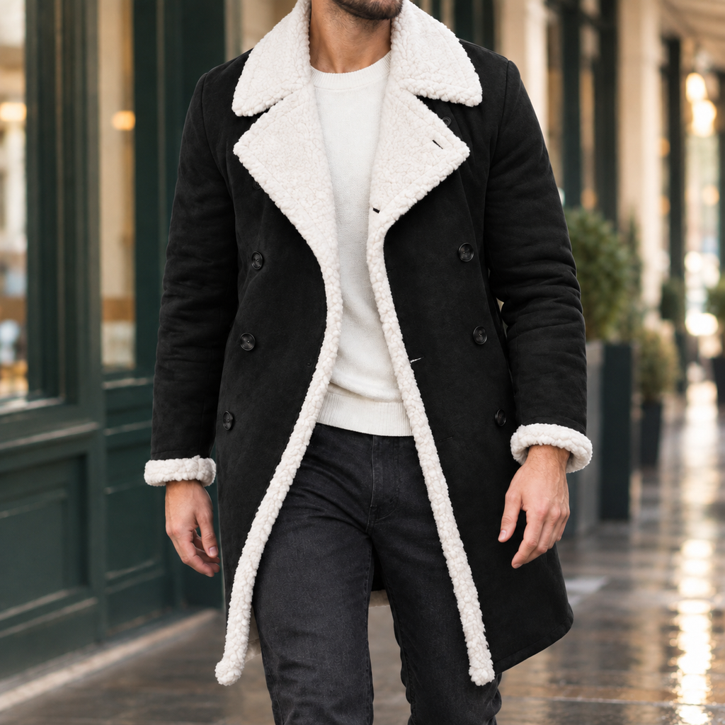 Wyatt Lapel Overcoat - Black