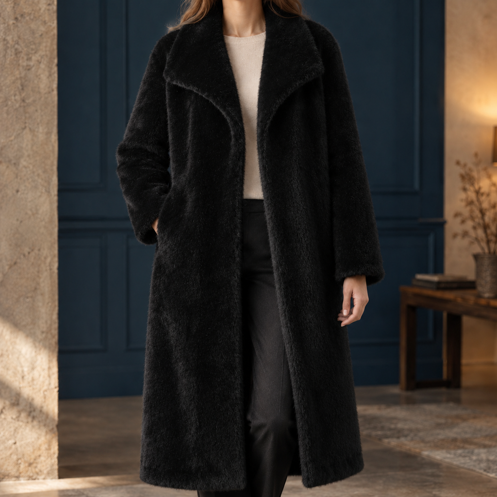 Jasmine Lapel Overcoat - Black