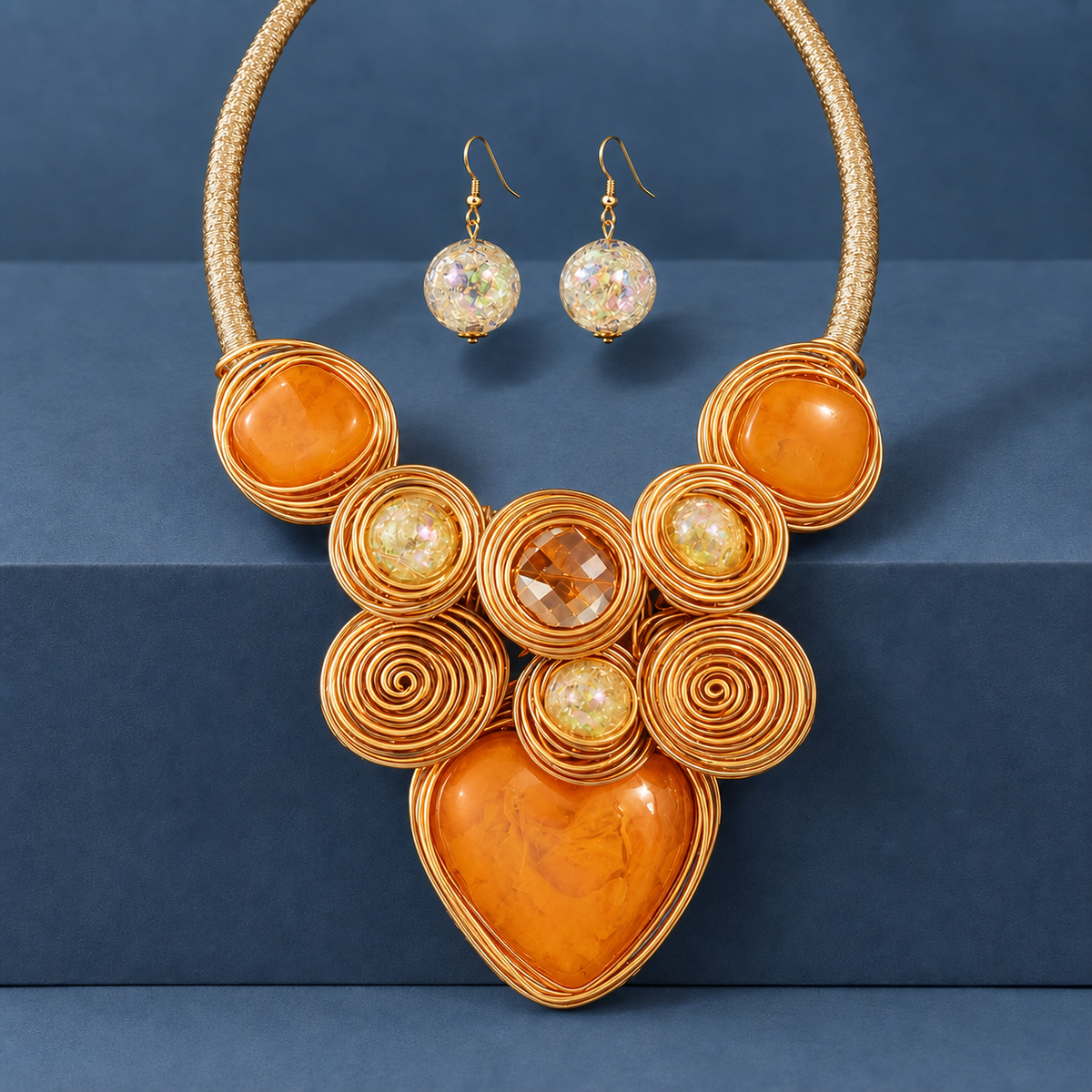 Ricciardi Wirework Jewelry Set - Orange