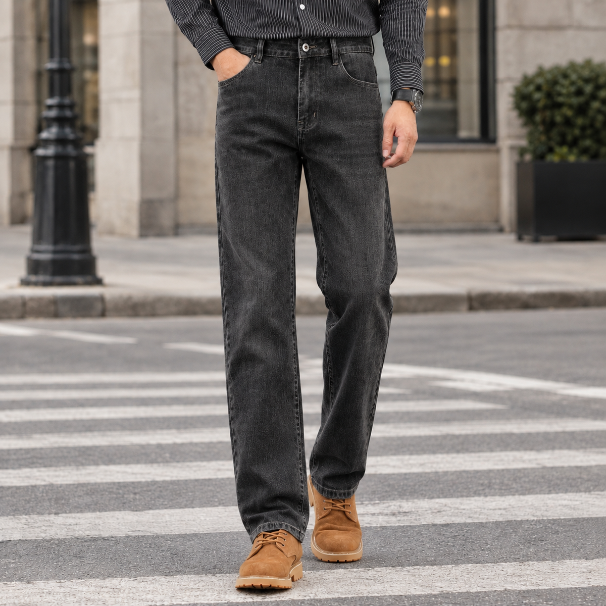 Arend Straight Jeans - Black Gray