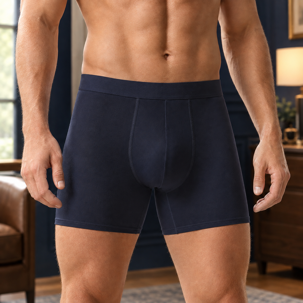 Alphonse Cotton Boxer Briefs - Navy