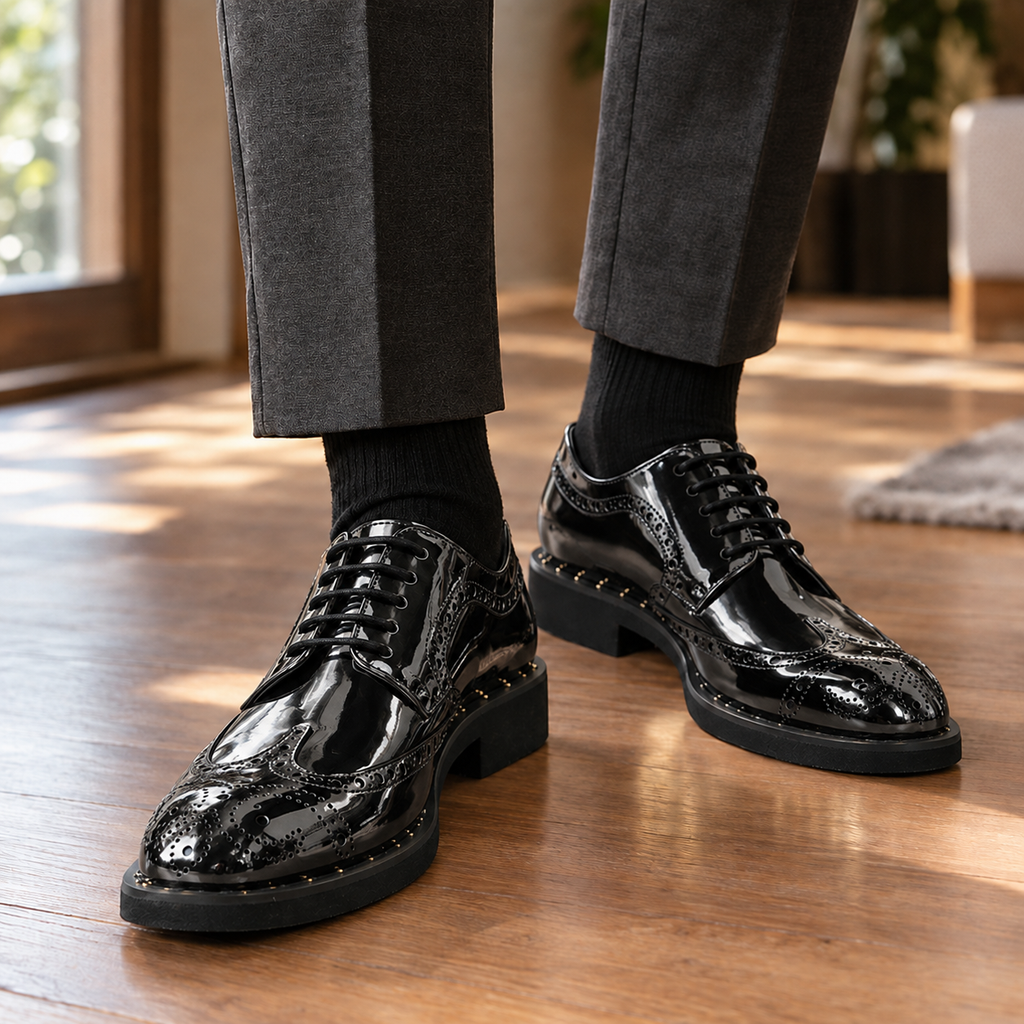 Castellano Brogue Derbies - Black