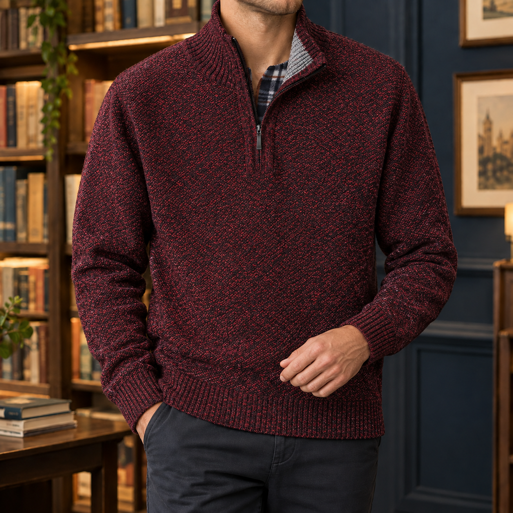 Donatien Quarter Zip Sweater - Burgundy