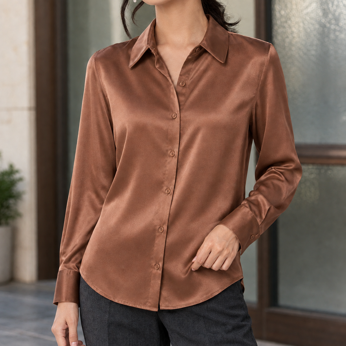 Pomeline Silk Blouse - Caramel