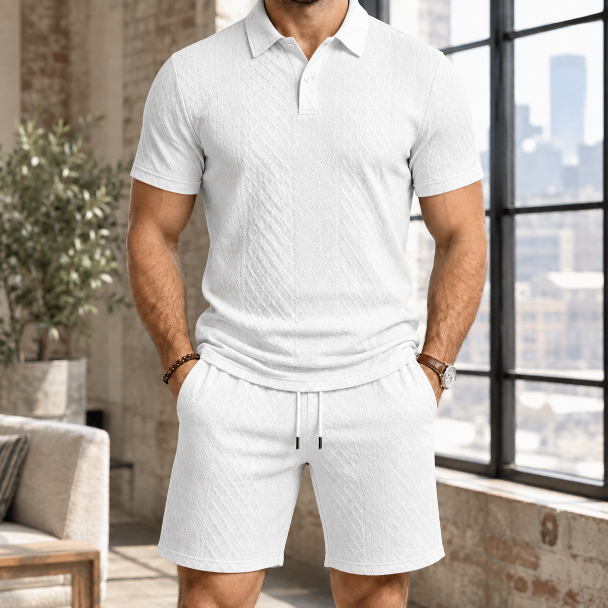 Harvey Jacquard Set - White