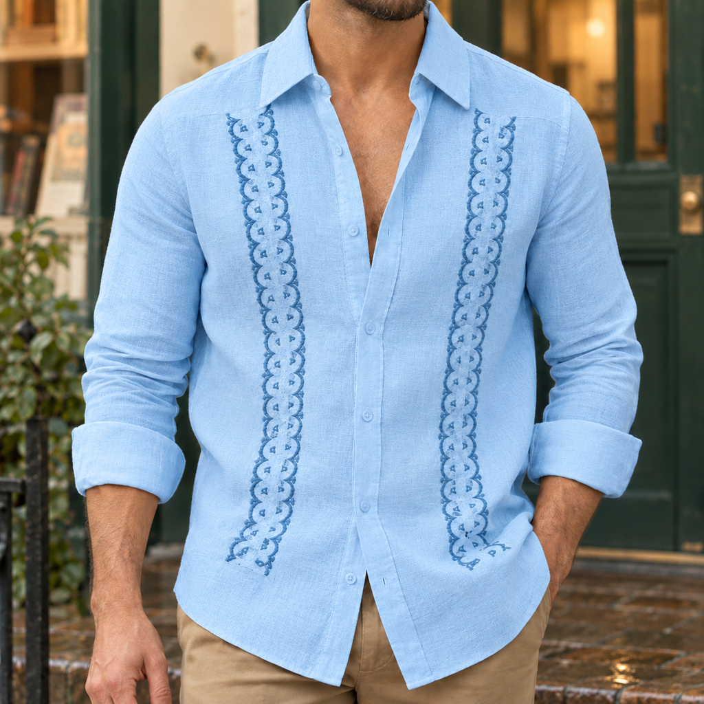 Fraser Embroidered Shirt - Blue 2