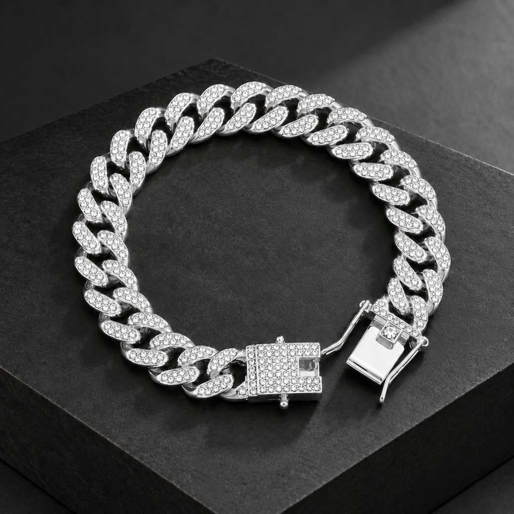Campana Pavé Cuban Chain - Silver