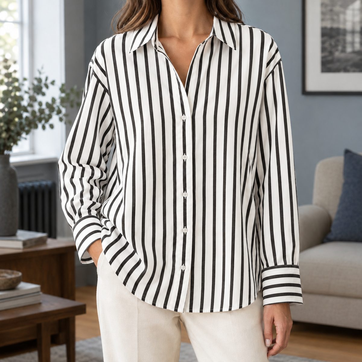 Iris Striped Shirt - Black