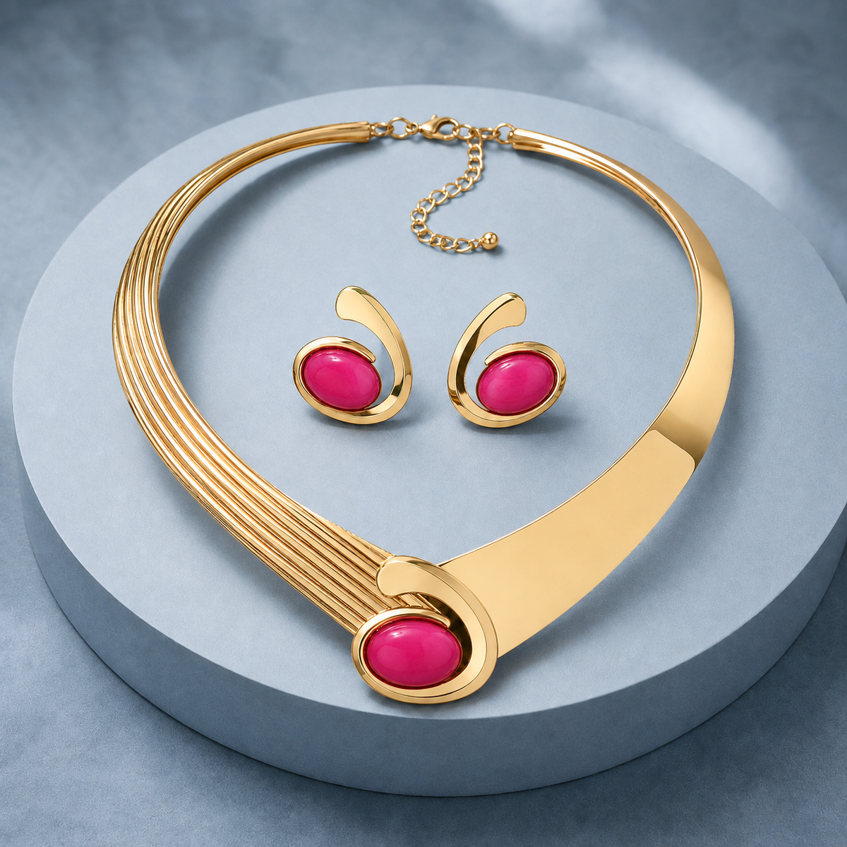 Calvino Geometric Jewelry Set - Pink