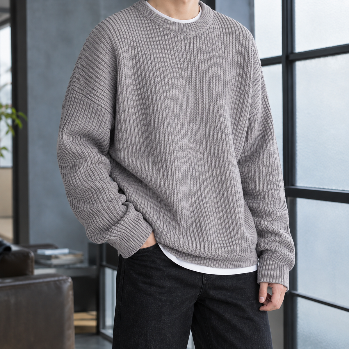 Oberon Ribbed Sweater - Gray