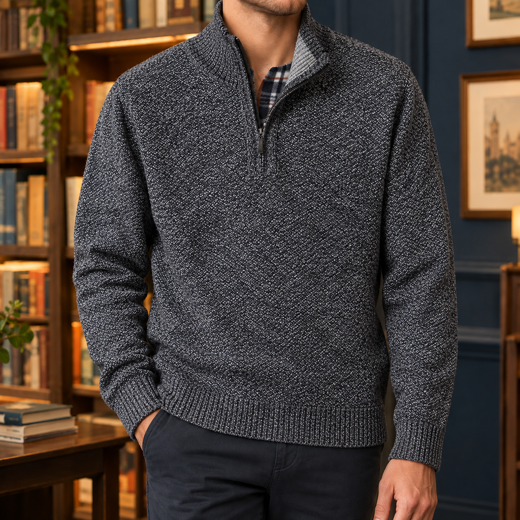 Donatien Quarter Zip Sweater - Dark Gray